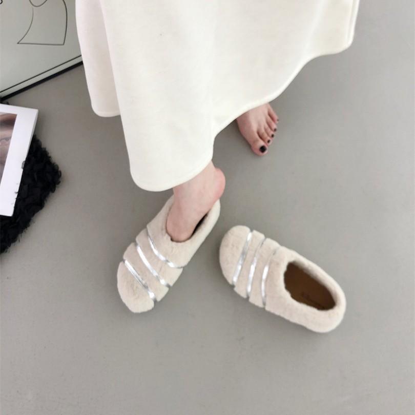 Thick-bottomed fluffy slippers for women to wear autumn and winter new slippers Korean version Korean version