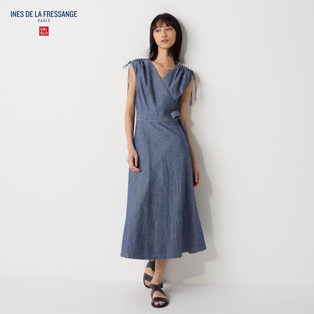 

Платье с запахом UNIQLO без рукавов