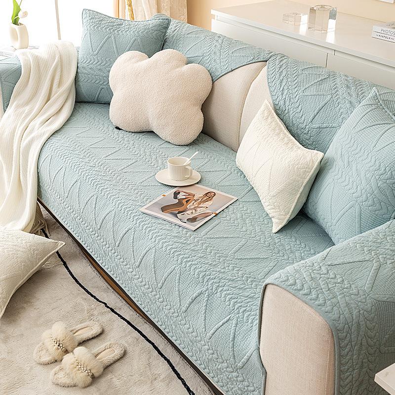 All-Cotton Sofa Cushion Four Seasons Universal Non-Slip Mat Nordic Simple Modern Leather Sofa Cover Solid Color Seat Cushion Cover Cloth