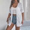 Elegante Damen Strickjacke mit V-Ausschnitt, locker gestrickt, einfarbig kariert, Pullover, Oberteile für Frühling und Sommer