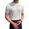 Men's Knit Short Sleeve T-Shirt Casual Crew Neck Solid Color Slim Fit Basic Tee for Daily Wear