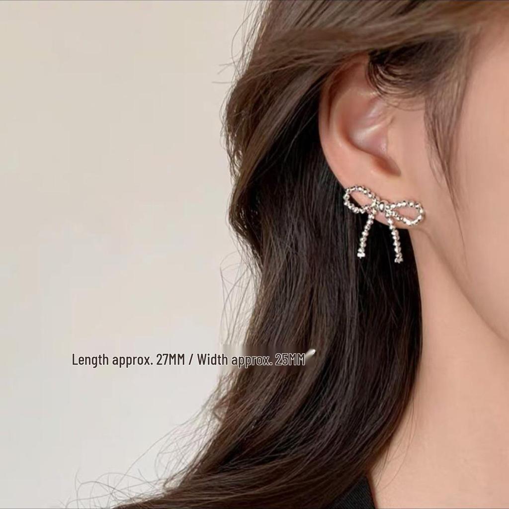 2024 New 925 Sterling Silver Bow Earrings: Light Luxury & High-End Feel