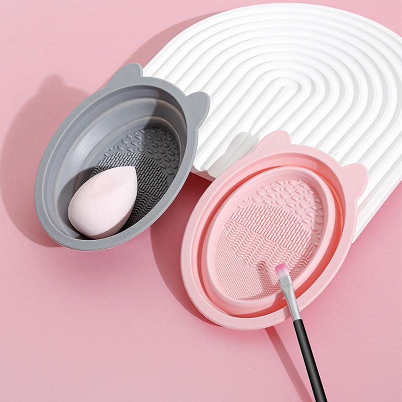 Makeup Brush Cleaner Cleaning Bowl Brush Tool Set Thorough Cleaning Without Hurting Bristles Wet & Dry Powder Puff Dry Cleaner