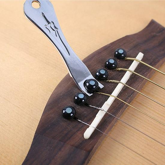 Folk-Gitarre Nagelzieher & Metall-Saitenstifte Set mit oberem & unterem Sattel