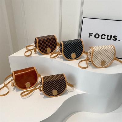 Retro Jednobarevný Tisk Nový Styl Kostkovaný Ležérní Jednoduché Barevné Blokování Jedno Rameno Crossbody Ruční Sedlo Výhradně Pro Ženy Použití Taška Trendy