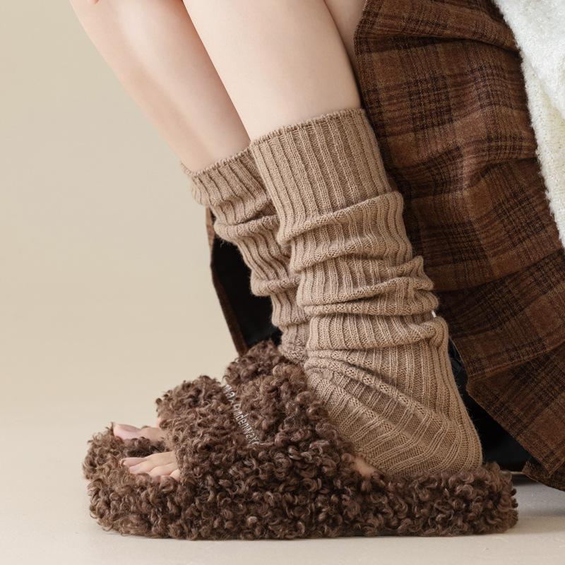 5/10 Pairs Casual Autumn Winter Calf Length Sock Covers Vertical Stripe Knitted Leg Warmers Warm JK Style Knee High Boots Layered Boot Covers Socks