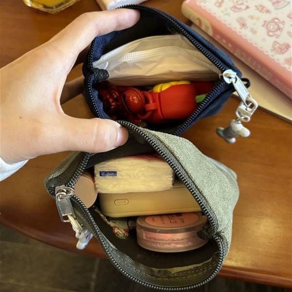 Cute Suede Dachshund Card Holder & Storage Bag for Earphones, Lipstick & More.