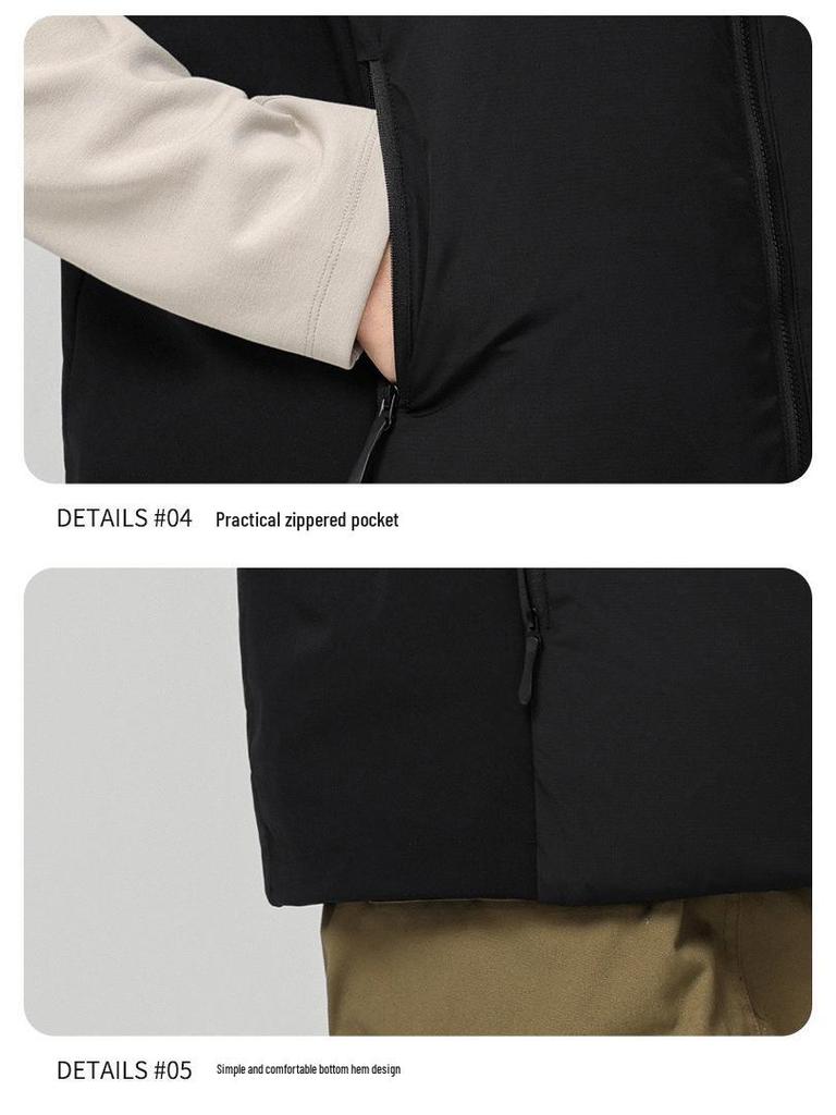 Men's High-Quality Double Zipper Outdoor Down Vest - Thickened Warm Sleeveless with Stand Collar.
