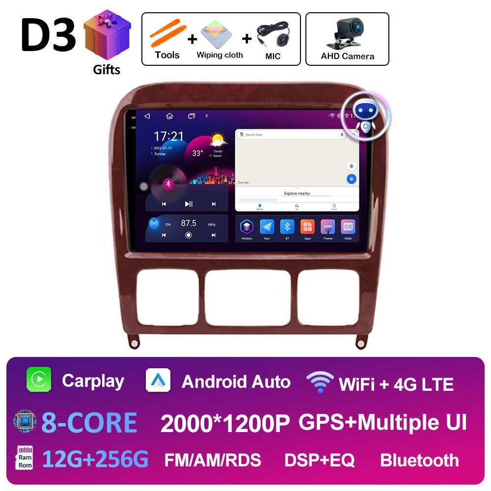 9 inch Android 14 For Mercedes Benz S Class W220 S280 S320 S350 S400 S430 S500 S600 AMG 1998 - 2002 2003 2004 2005 Head Unit BT