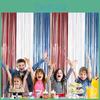 Vibrant Red White And Blue Independence Day Streamer Curtains For Festive Home Decor