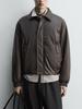 Pingtai European and American men's lapel dark brown imitation leather padded jacket, cotton clothing pu leather jacket, coat