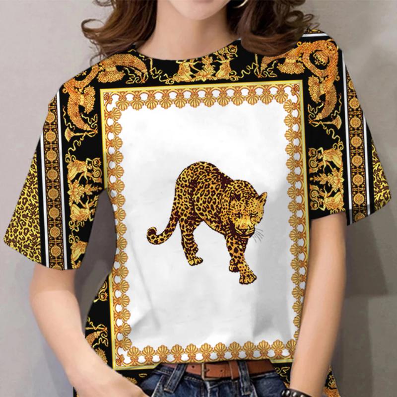T-shirt Estiva da Donna Stampa Barocca 3D Manica Corta Lusso Moda Ragazza Top Tee Harajuku Tshirt Abbigliamento Taglie Forti Y2k