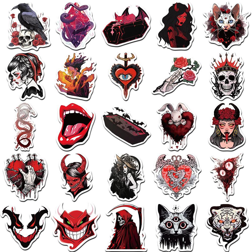 10 30 50Pcs Punk Horror Gothic Skull Witch Stickers Vintage Decals Laptop Motorcycle Skateboard Phone Cool Waterproof Sticker