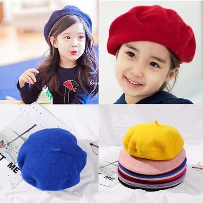 Solid Color Parent-Child Beanie Autumn Hat Felt Berets Wool Beret Cap Pumpkin Felt Headgear