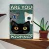 Funny Metal Cat Sign for Bathroom, 20x30 cm