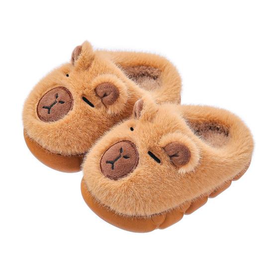 

Милые плюшевые тапочки-капибары, противоскользящие теплые зимние тапочки, пушистые мультяшные тапочки с животными 35-36 света кофе