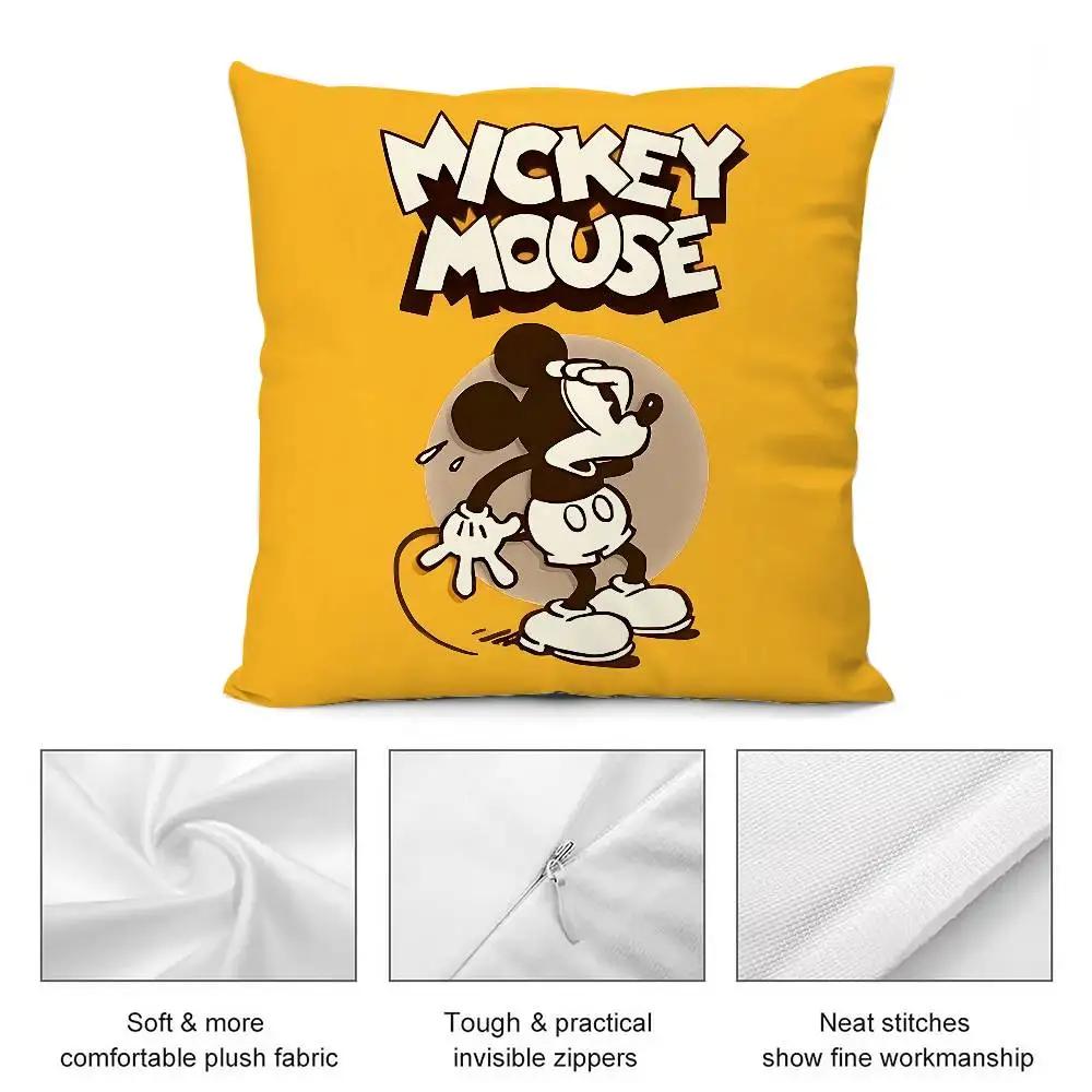 Cute M-Mickey Mouse Pillow Case Cushion Cover Soft Cute Throw Pillow Case For Car Sofa Pillowcase Polyester With Zipper