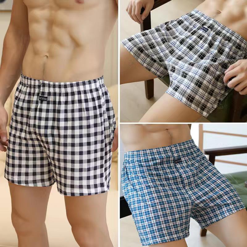 Men's High Waist Cotton Boxer Shorts - Loose Fit Sleep & Home Pants, Plus Size, Lightweight Four-Corner Design