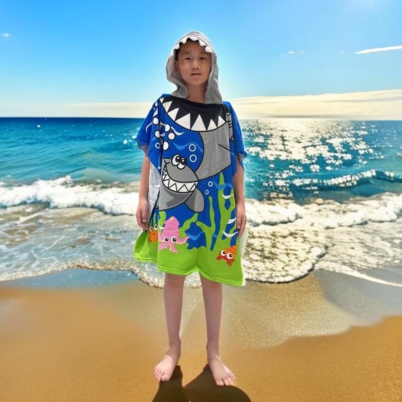 Children's Microfiber Hooded Bath Towel Cloak - Quick-Dry & Absorbent
