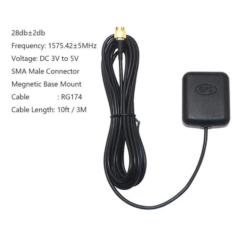 Waterproof Vehicle Global Positioning System Antenna with Long Cord for Easy Installation Reliable Satellite Signal Lock