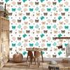 Colorful Teddy Bear Paw Stripes Wallpaper for Living Room and Bedroom 50x1000