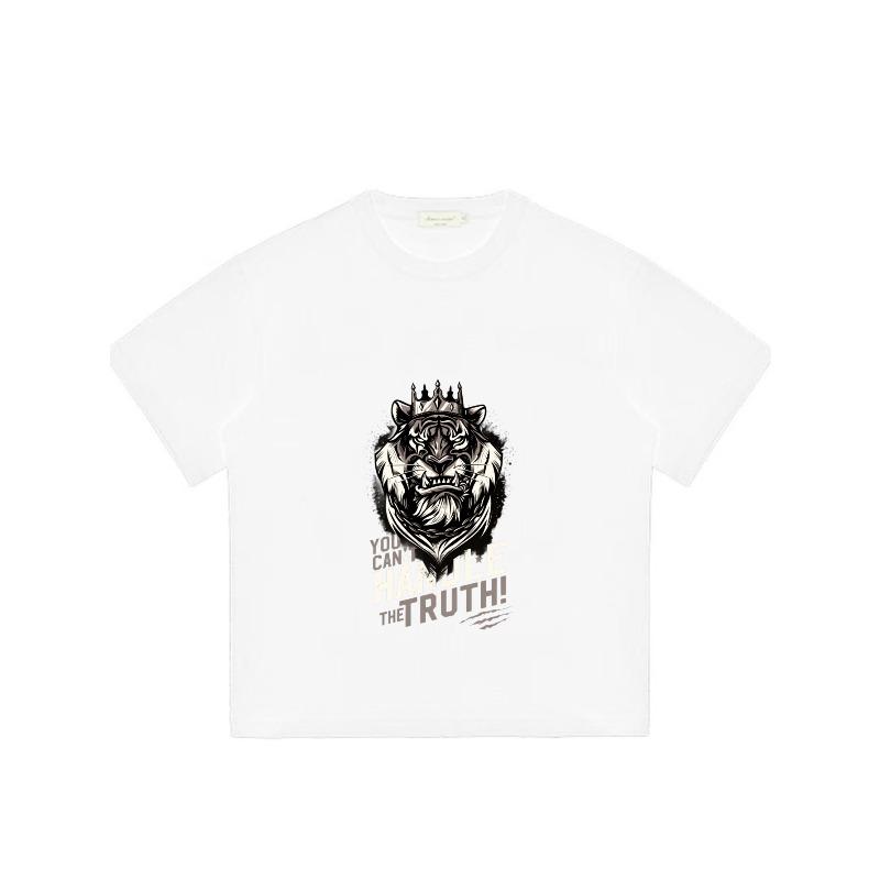 Crewneck T Shirt Black Tiger With Crown And You Cant Handle The Truth Graphic Print For Casual Wear