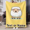 Custom Name Cartoon Little Sheep Flannel Blanket, Suitable for Sofa, Bed, Birthdays, Children, Friends, Gifts