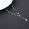 Choker Necklace In Zinc Alloy with Moon and Star Pendant - Silver