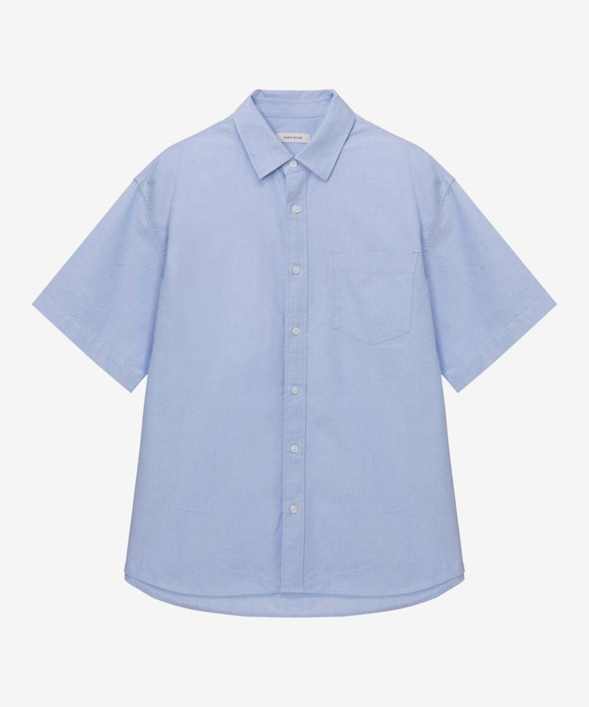 BASIC HOUSE Oxford Semi-Overfit Short Sleeve Shirt Sky Blue Lzws3101