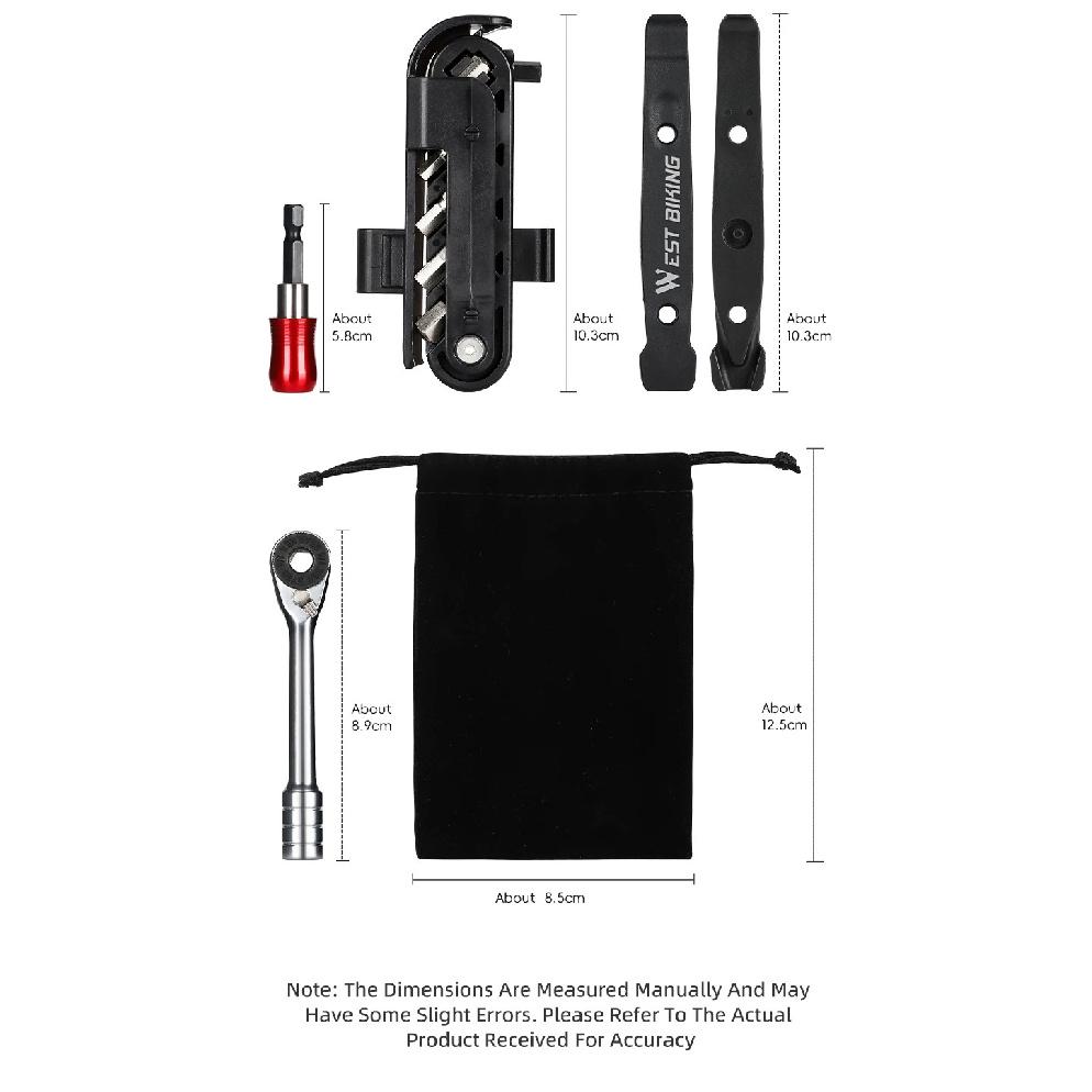 WEST BIKING Portable Ratchet Wrench Kit Multifunction Bicycle Tools 14 In 1 Multitool Set Tyre Lever MTB Road Bike Gadgets