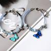 Alloy Butterfly Beaded Bracelet with Colorful Adjustable Handwoven Rope for Women Girls Kids Party Accessories