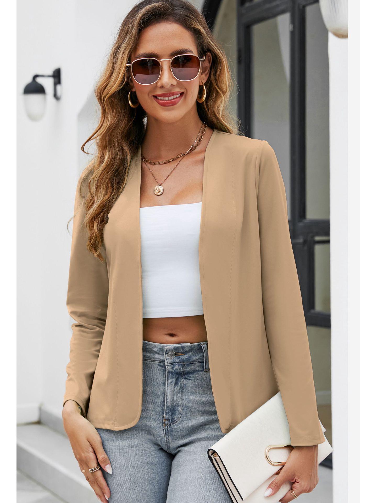 

2026 Bestseller Slim Fit Long Sleeve Collarless Cardigan Blazer Jacket 5xl