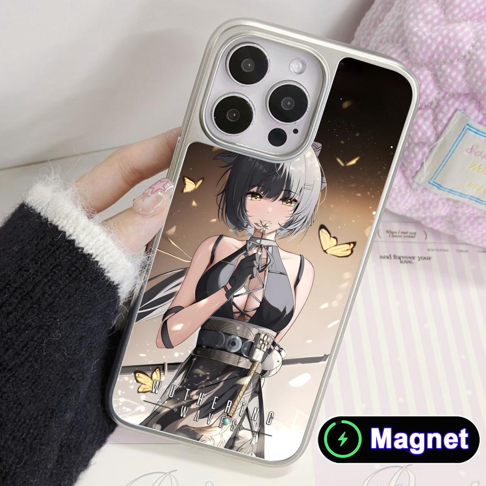 Wuthering Waves Rover Silver Plating Magsafe Mobile Phone Case for iPhone 17 16 15 14 13 12 11 Air Pro Max Plus Colorful Cover