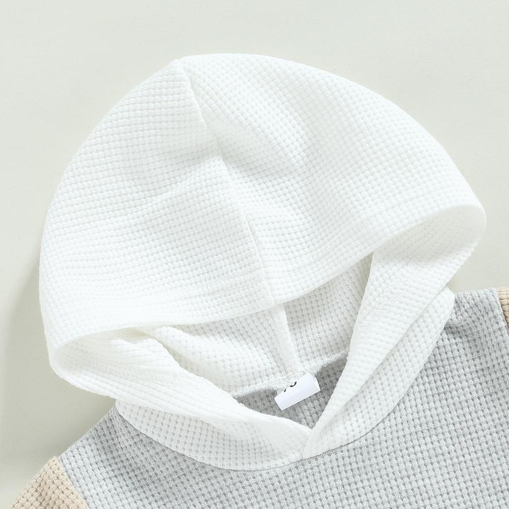 Infant Toddler Baby Boys Summer Outfits Waffle Hoodie Short Sleeve Shirt Top and Shorts Set 2Pcs Tracksuit Clothes