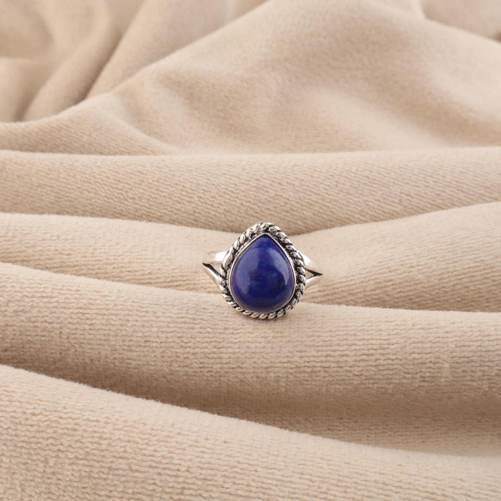 Natural Lapis Lazuli Gemstone 925 Sterling Silver Handcrafted Designer Women For Wedding RR-85-25