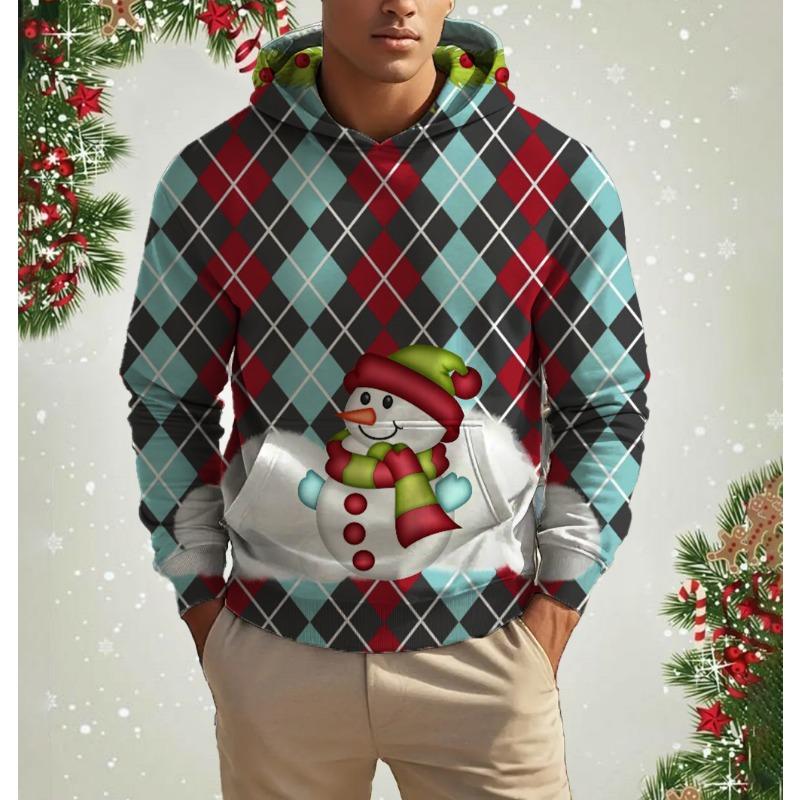 Men's 3D Print Christmas Graphic Hoodie Cute Santa Claus Pattern Loose Casual Comfortable Clothes Harajuku Style Kids Pullover