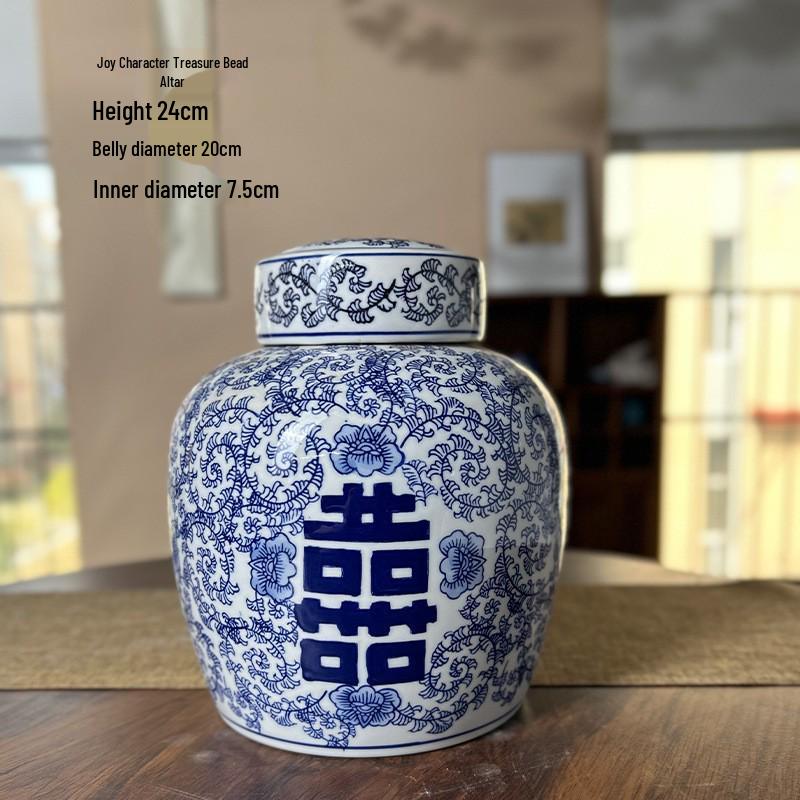 Chinese Ceramic Double Happiness Storage Jar – Classical Wedding Decoration