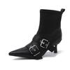 Pointed Buckle with Niche Short Boots 2025 Autumn and Winter New Thin Heels Retro Versatile Short Tube Fried Street Thin Boots Women's Trend
