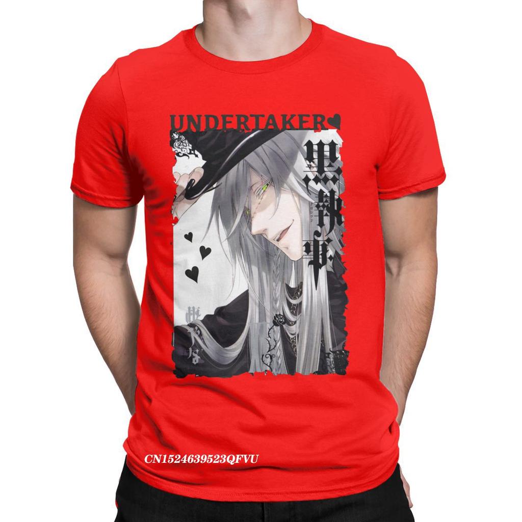 Undertaker Black Butler T-Shirts Herren Anime Lustig Premium Baumwoll T-Shirt Rundhals Harajuku T-Shirt Ästhetische Camisas Tops