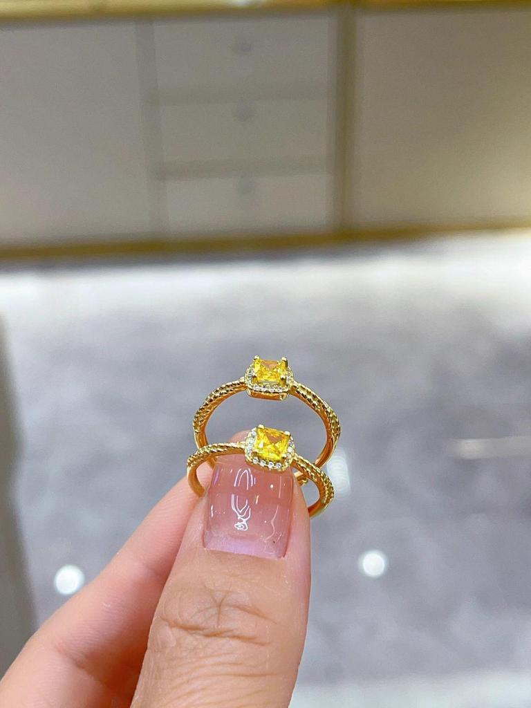 999 Pure Gold Open Square Ring with Sterling Silver Accent - Elegant Valentine's Day Gift for Her