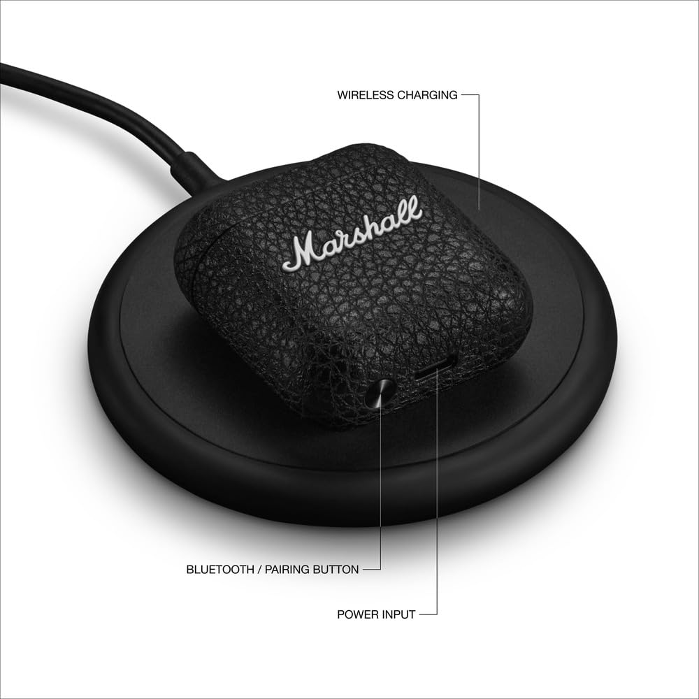 Marshall Minor IV True Wireless Earbuds, Black, Bluetooth, Qi Charging, and Call Support [Official Japanese Product]
