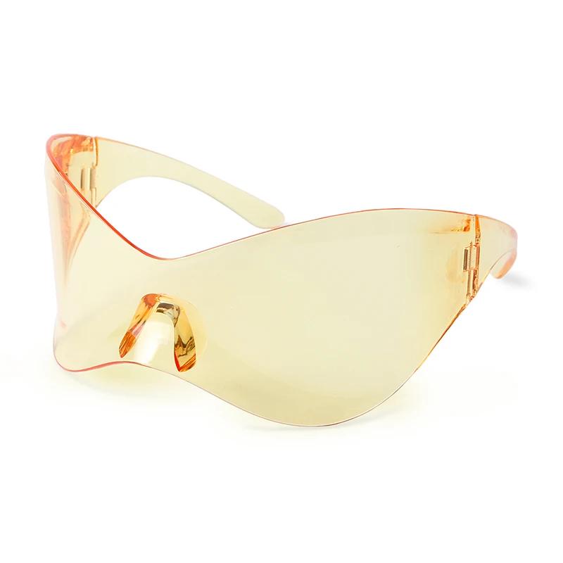 Oversized Sport Punk Sunglasses Wrap Around  Women Sunglasses Silver One Piece Frameless Eyewear Trend Shades Men Sun Glasses