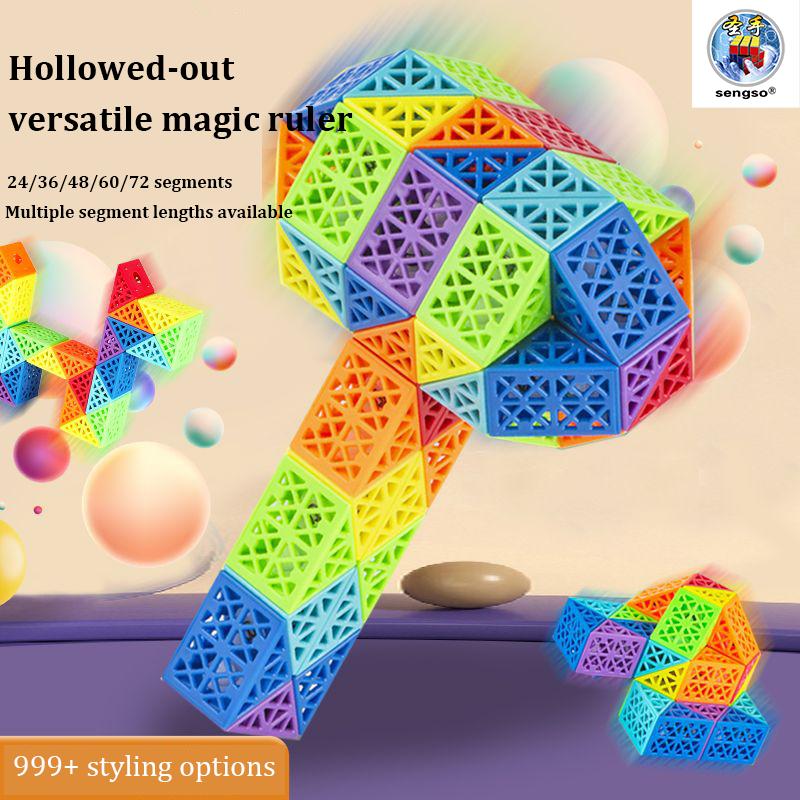 SENGSO Hollow Magic Ruler 24/36/48/60/72 Segments Blocks Magic Snake Cube Fidget Toy for Kids a Fun and Entertaining Puzzle Cube