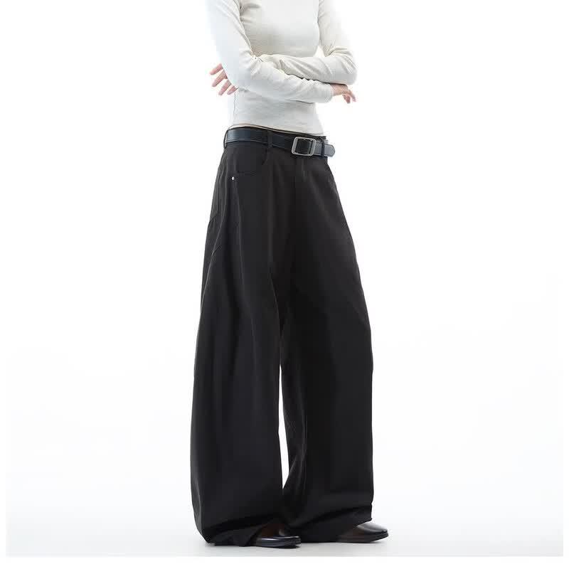 ICH MODE Women s Old Money Style Wide-Leg Cotton Pants L