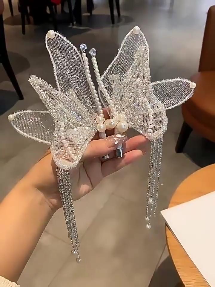 Butterfly Bead Tassel Hair Pins For Women Girl Hair Clip Side Clip Korean Simple Jewelry Accessories