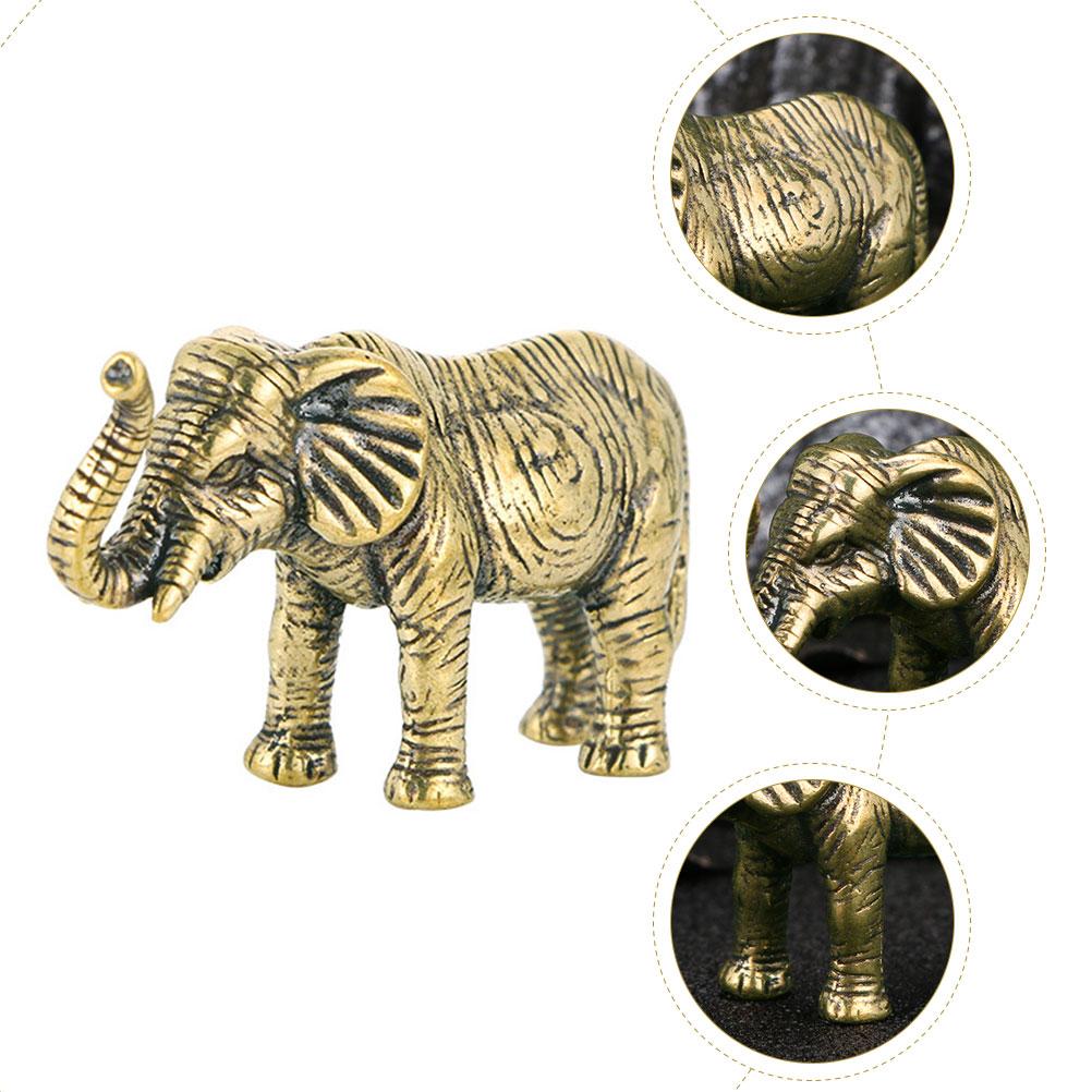 Brass Elephant Ornament Golden Figurine Creative Small Decoration Statue Desktop Adornment Craft Statues