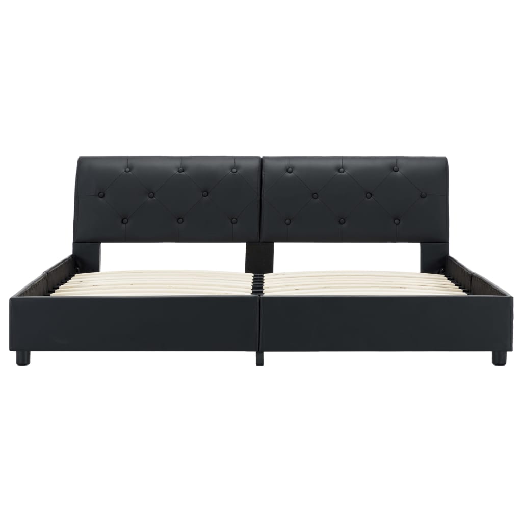 Bed Frame Black Faux Leather 160 * 200 cm