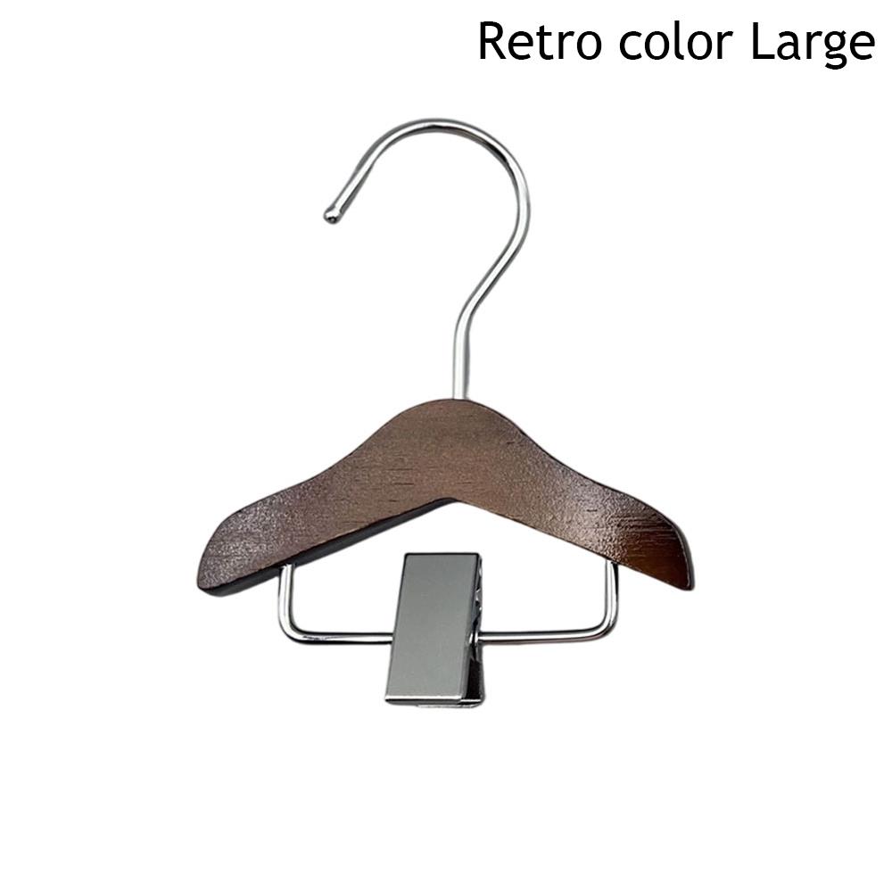 Mini Wooden Hangers With Stainless Steel Clips Mini Small Clothes Support Doll Clothes Display Stands Wardrobe Storage Hanger