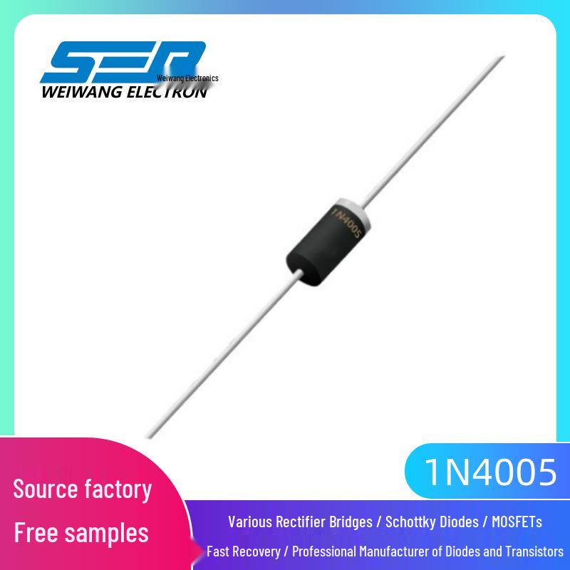 1N4005 Rectifier Diode DO-41, 1A 600V High Voltage Through-Hole Diode