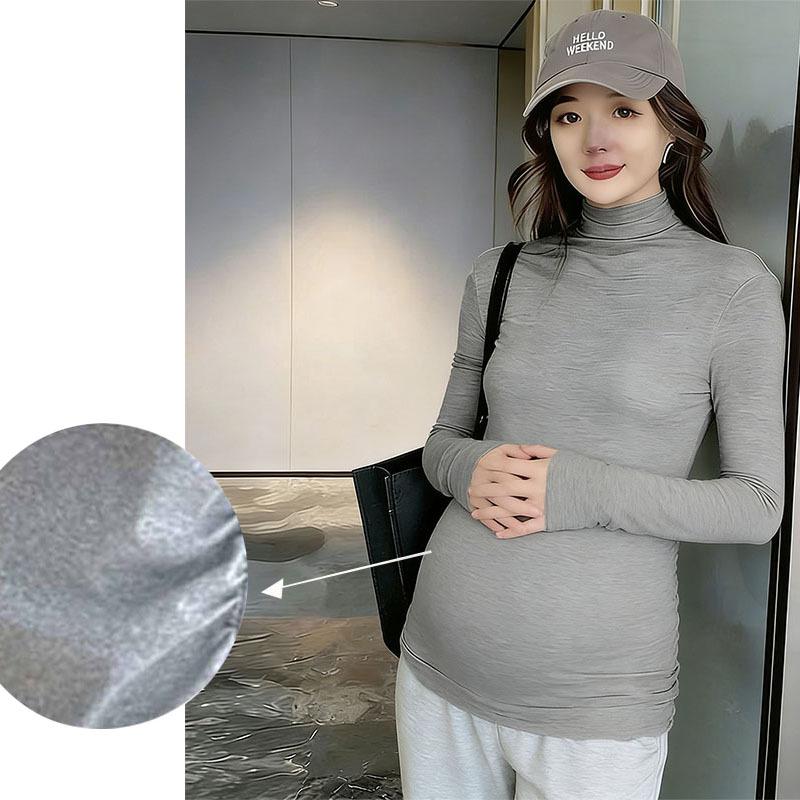 

Korean Style Trendy Solid Color Loose Half-Neck Maternity T-Shirt 2XL for 145-165 jin